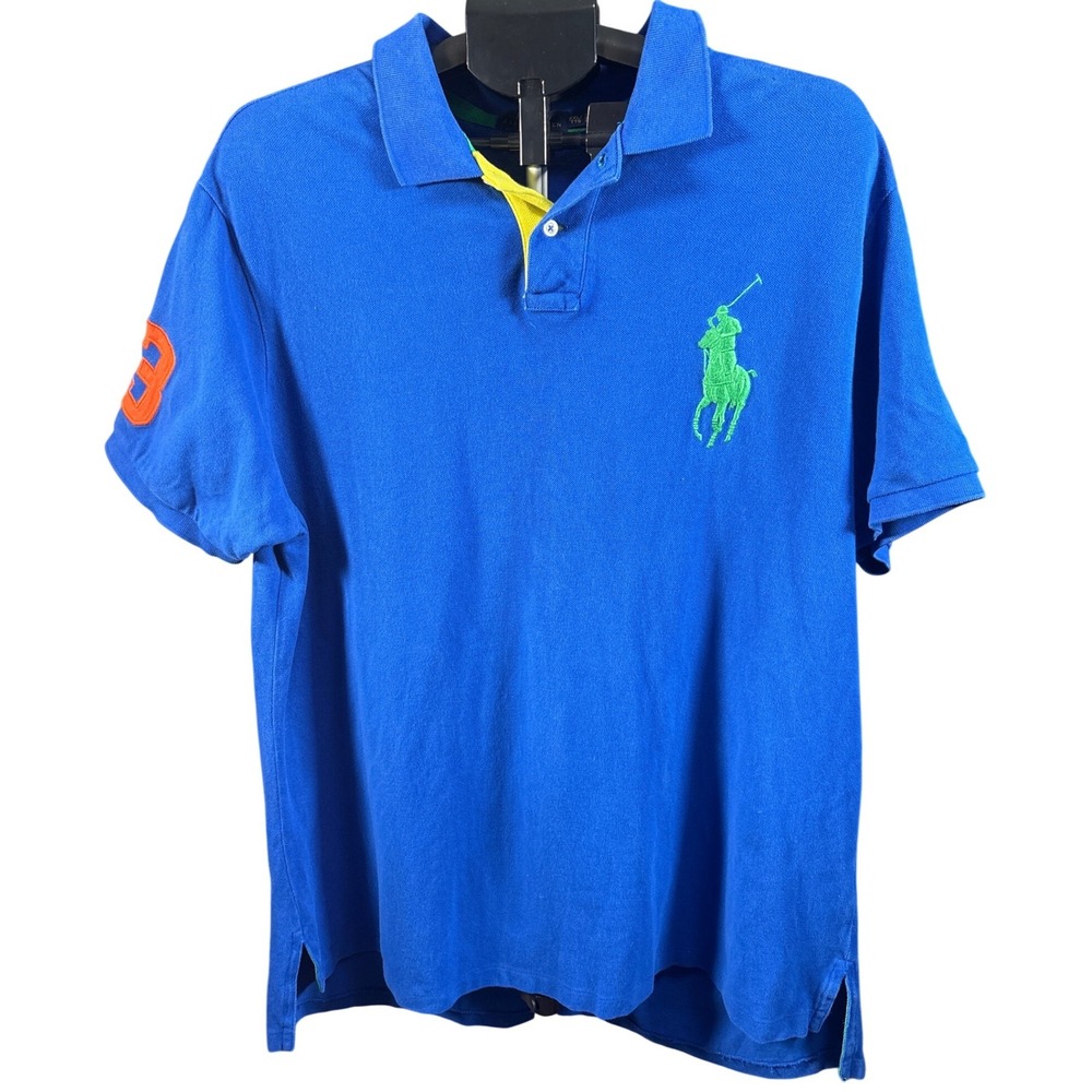 Polo Ralph Lauren Big Pony Polo Shirt Blue Green Orange Custom Fit XXL